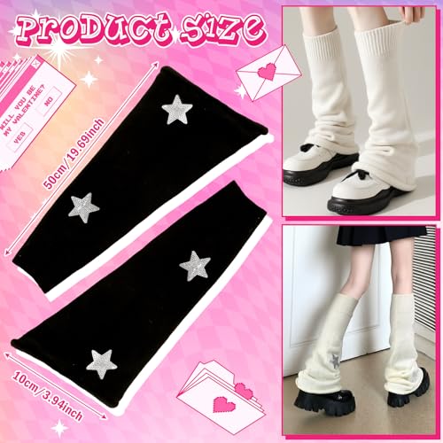 Image of Geyoga Y2k Accessories Harajuku Leg Warmers Gyaru Clothes Japanese Kawaii Girls Leg Warmers Goth Cute Lolita Knit Boot Socks