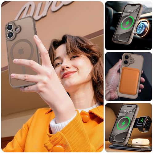 Image of MOCCA Magnetic Shockproof for iPhone 17 Case,Brown | 16ft Drop Tested | Compatible with MagSafe | Anti-Slip Matte Finish | Full Camera Lens Protection | Ultra-Slim Design