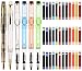 Goldge Pluma Estilográfica con 24 Cartuchos de Tinta，Pluma de escritura Perfecto Regalo para Niños y Adultos, Bolígrafos de Colores transparentes seis color, 6 Tipos de Puntas