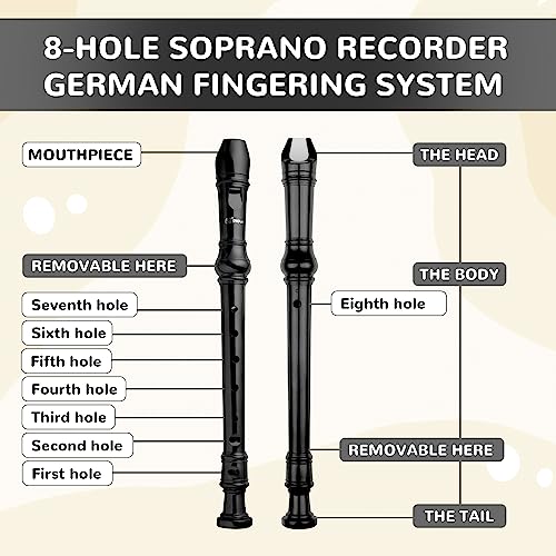 Swan Soprano Recorder Instrument For Beginners Kids Student thumb #3