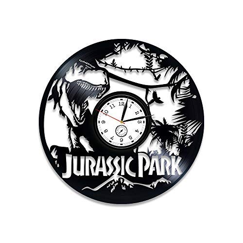 Kovides Jurassic Park Vinyl Wall Clock Jurassic Park Clock Jurassic Park Vinyl Clock Gift for Man Jurassic Park Wall Clock Large Jurassic Park Gift Jurassic World Vinyl Record Wall Clock