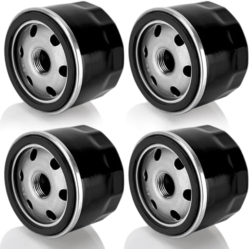 AM125424 Oil Filter Compatible with John Deere D100 D105 D110 D120 D125 D130 D140 D150 D155 D160 D170 Lawn Mower Oil Filter, ReplaceGY20577, 696854, 49065-0721, 49065-7007 Oil Filter (4 Pack)