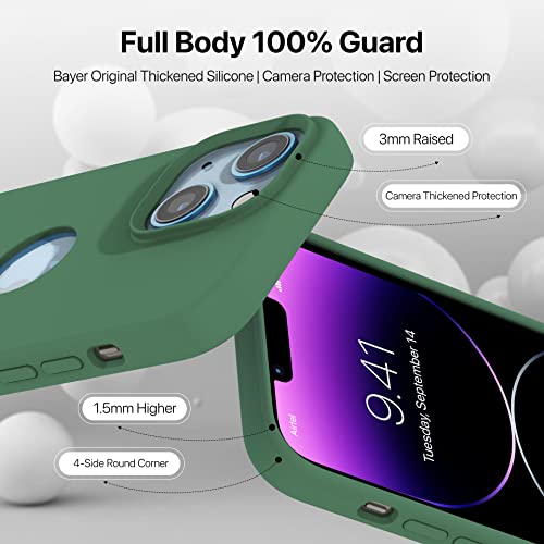 Image of Vaku Luxos Liquid Silicon Logo-Cut for iPhone 14 Plus Cover Case, Soft TPU, Shockproof, Scratch Resistant, 6 Feet Drop Protection, Compatible with iPhone 14 Plus Back Cover - Pine Green