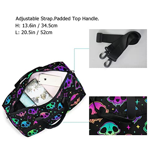 Travel Duffel Bags Rainbow Style Skull Sports Duffel Bag Gym Bag Travel Luggage Overnight Bags for Men Women Duffel Bags with Adjustable Strap for Traveling4