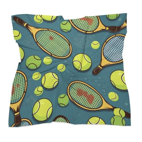 Tennis Racquets And Tennis Balls Silk Scarf for Women Square Hair Neck Scarves Fashion Neck Scarf Soft Satin Headscarf