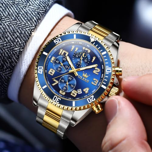 OLEVS Mens Watches Big Face Stainless Steel Waterproof Date Analog Quartz Watches Fashion BusinessWrist Watches for Men…4