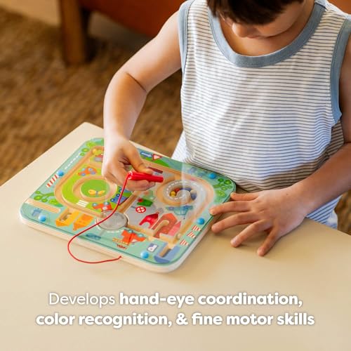Image of HABA Town Maze Magnetic Busy Board & Travel Toy for Toddlers Ages 2 & Up | Magnetic maze travel activity for toddlers that builds fine motor skills, focus and screen-free learning on the go.