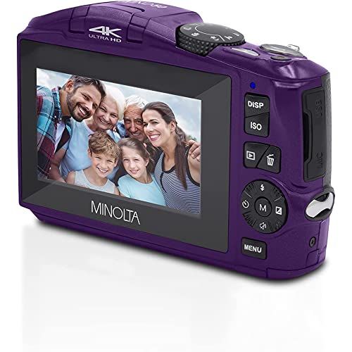 Minolta Mnd50-P 48 Mp 4K Ultra Hd 16X Digital Zoom Digital Camera (Purple) Bundle With Deco Photo Point And Shoot Field Bag Camera Case (Black/Red) #TOP6