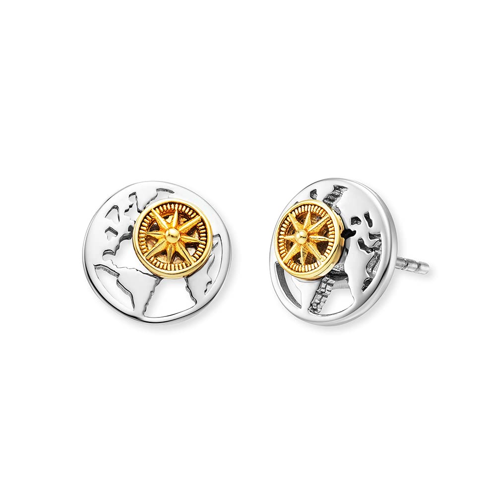 Engelsrufer Damen Ohrschmuck Aloha aus Sterling Silber mit Weltkarte und Windrose Bicolor - nickelfrei