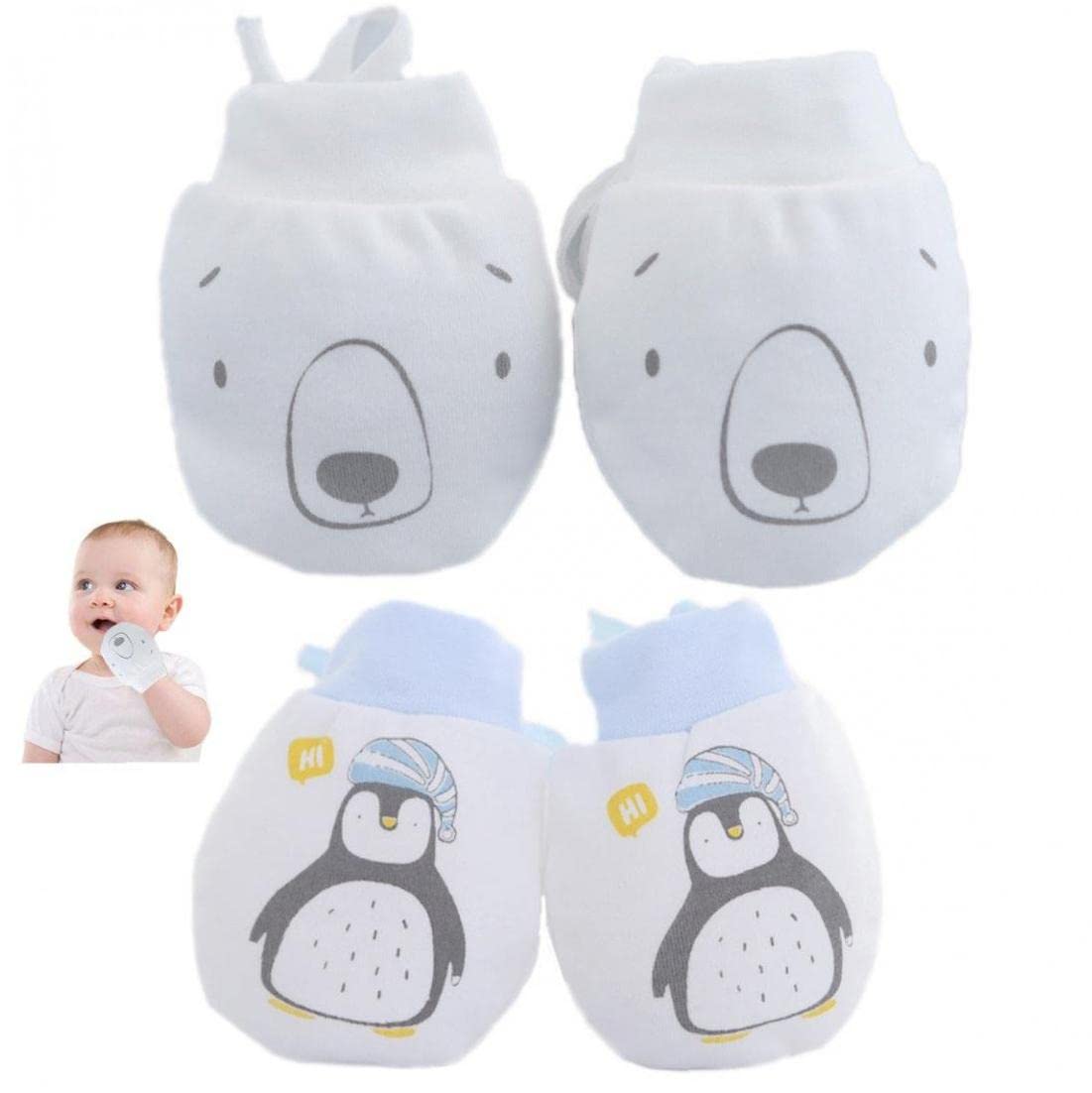 Casiler Men's 2 Pairs Baby Anti Scratch Mittens Gloves Cute Cartoon Infant Newborn Mitts Boy Fabric Baby Care Product Christmas