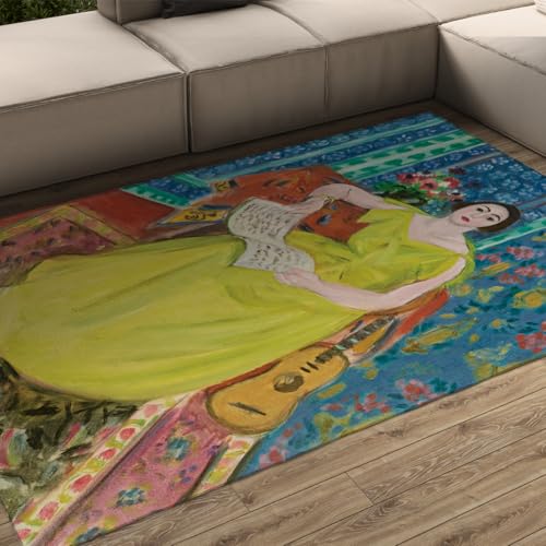 Tapis Henri Matisse 90x150cm jaune moutarde lavable et antidérapant
