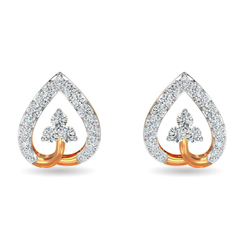 Image of KISNA JEWELS 14KT|18KT BIS Hallmark Pure Gold and Diamond Hearts Earrings For Women with Screw Back clouser