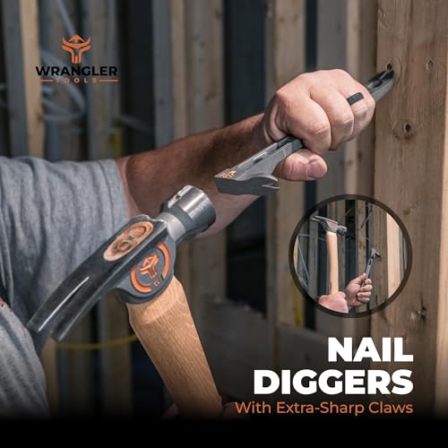 Wrangler Tools 9.5" Titanium Pry Bar Nail Puller - Heavy Duty Cats Paw Tool for Home Improvement, Construction & Demolition Tools - Side Nail Puller - 13mm Bolt Remover - Image 5