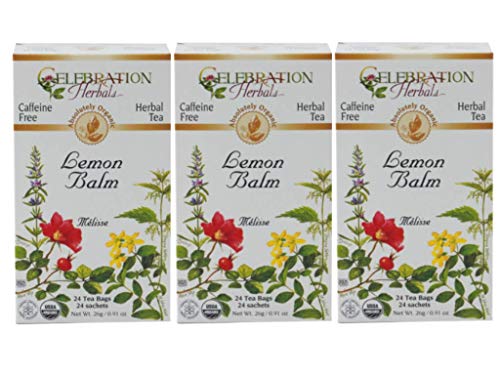 Celebration Herbals Lemon Balm Tea Bags, 24 Count (Pack of 3)