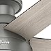 Hunter 46 inch Indoor Ceiling Fan with LED Light - Ceiling Fan with Pull Chain, For Bedroom, Living Room, or Kitchen, Low Profile Mount, No Remote, 5 Blades - Anslee 59270, Matte Silver