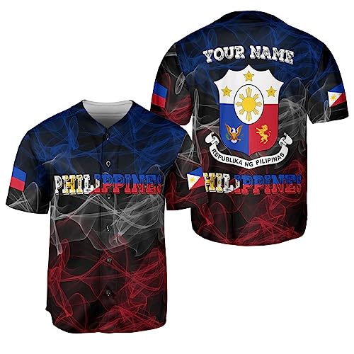 Personalized Philippines Baseball Jersey with Filipino Flag, Philippines Flag Shirt (Style 5)
