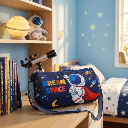 Image of Kids Unicorn Duffle Bag for Girls | Pink Magic Rainbow Barrel Travel Bag | Lightweight Polyester Shoulder Bag for School, Gym, Swimming, Dance, Picnic & Weekend Trips | Age 3-12 Years