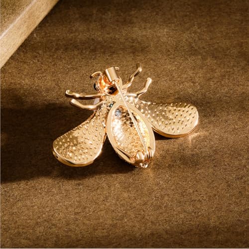 Image of Vintage Crystal Honey Bee Brooches for Women,Sparkly Rhinestone Insect Bee Brooches Charm Faux Pearl Yellow Sun Flower Honeybee Lapel Pins Dress Suit Shirt Prom Party Jewelry