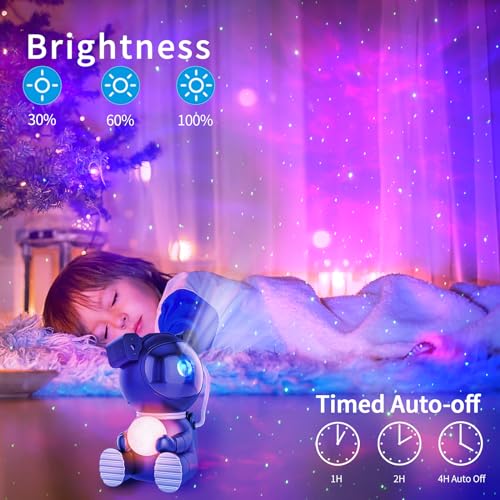 Astronaut Galaxy Projector, Star Projector with Timer and Remote, Night Light with Moon Lamp, LED Nebula Lamp for Kids Adults, Room Decor Gift (Black)