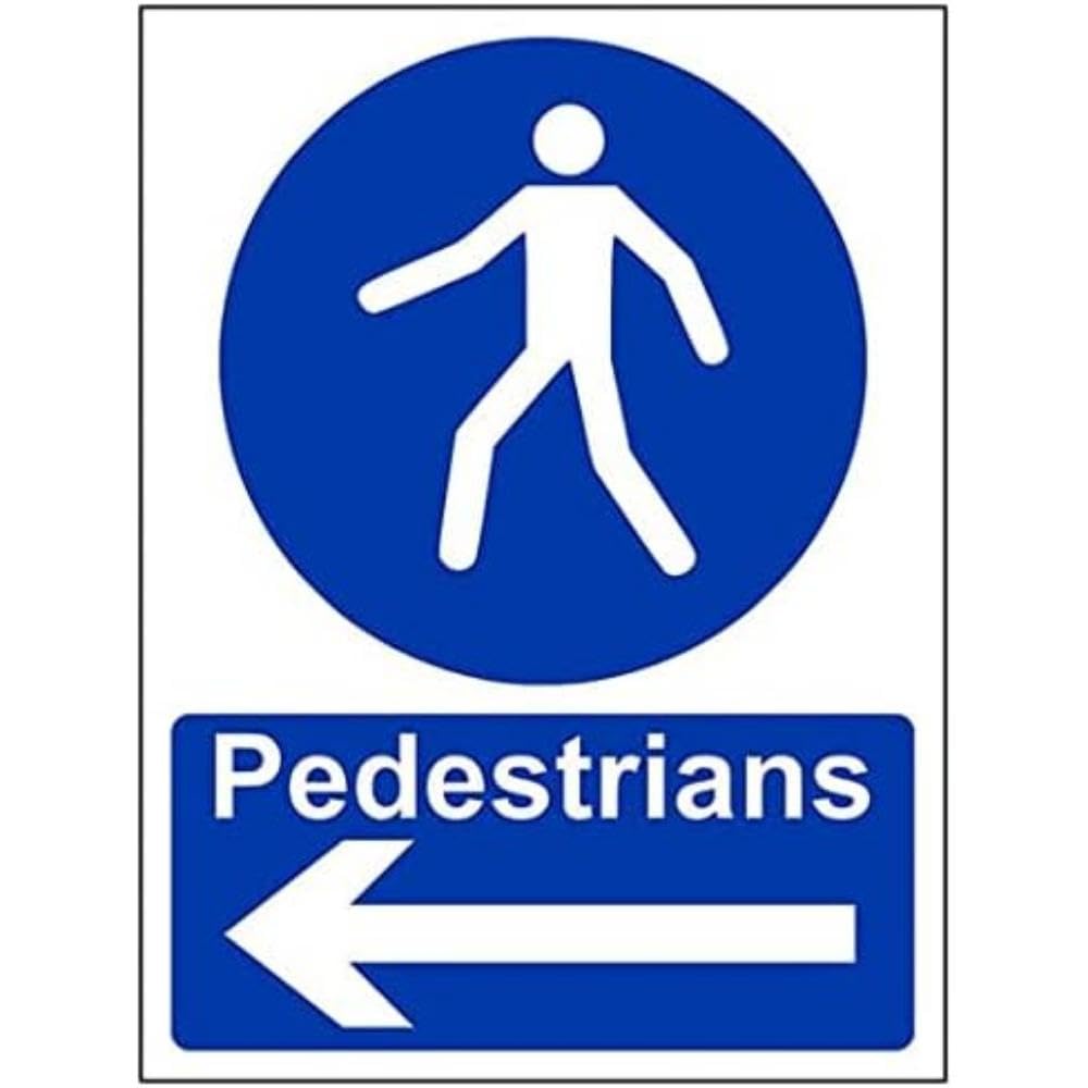 Mandatory General - Pedestrians, Arrow Left - 300 X 400mm, Multi, 300x400mm