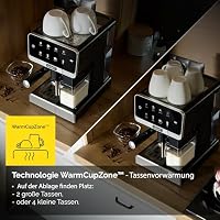 Yoer Kaffeevollautomat mit Milchsystem, Kaffeemaschine, 8 automatische Programme, Touchscreen, 20 bar, 1350W, Milchaufschäumer, Espresso, Cappuccino & Latte, 2-Tassen-Funktion, Creamo EMF03BK, schwarz – Ansicht 5