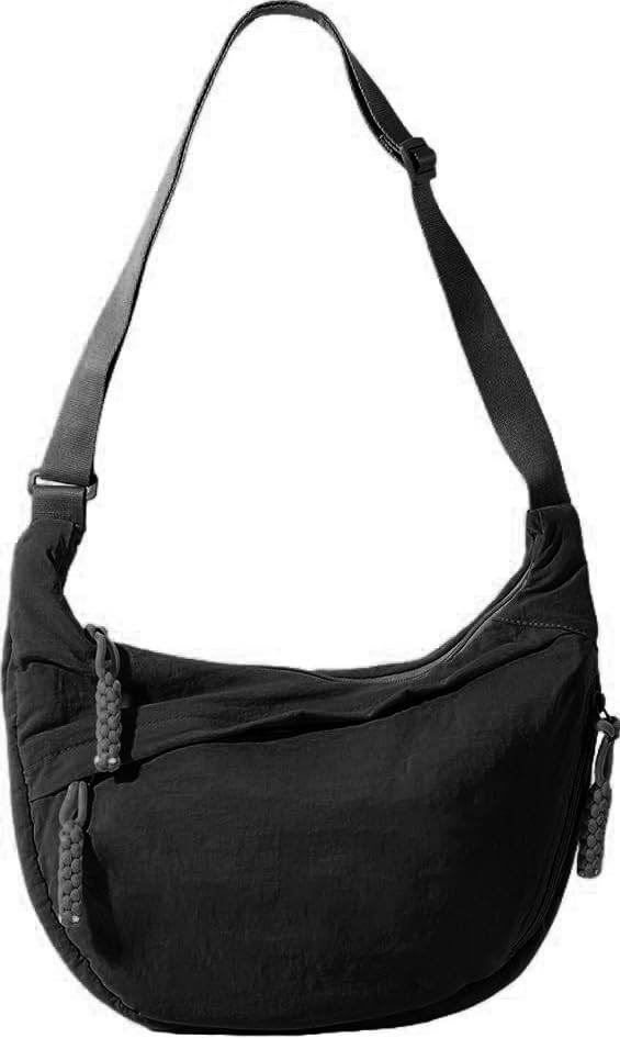 Image of Stvin Crossbody Travel Sling Bags for Women and Men, Crescent Shoulder Purse Bag with Zipper & Adjustable Strap, Half - Moon Shaped Waist Bag, Unisex Chest Bag - Nylon Fabric