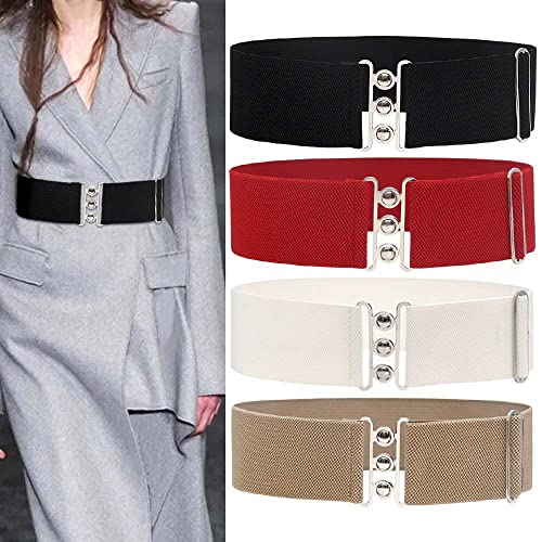 YOU&M Women's Elastic Wide Corset Waist Belt with Adjust Buckle for Shirts Dress Outside Girdle Waistband2