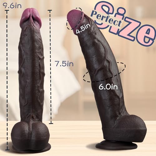 Image of 9.6in Realistic Black Dildo,Lifelike Realistic Curved Dildo for G Spot and Anal Play with Powerful Suction Cup,Silicone Dual Density,Adult Sex Toy for Women Men Couples
