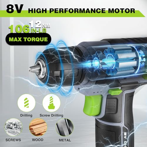 Image of WORKPRO Cordless Power Drill Set, 8V Cordless Drill Driver Set with 53pcs Bits, 2.0Ah Electric Tool Kit with 3 /8 inch Keyless Chuck and Variable Speed Trigger, Portable for Home Improvement, DIY