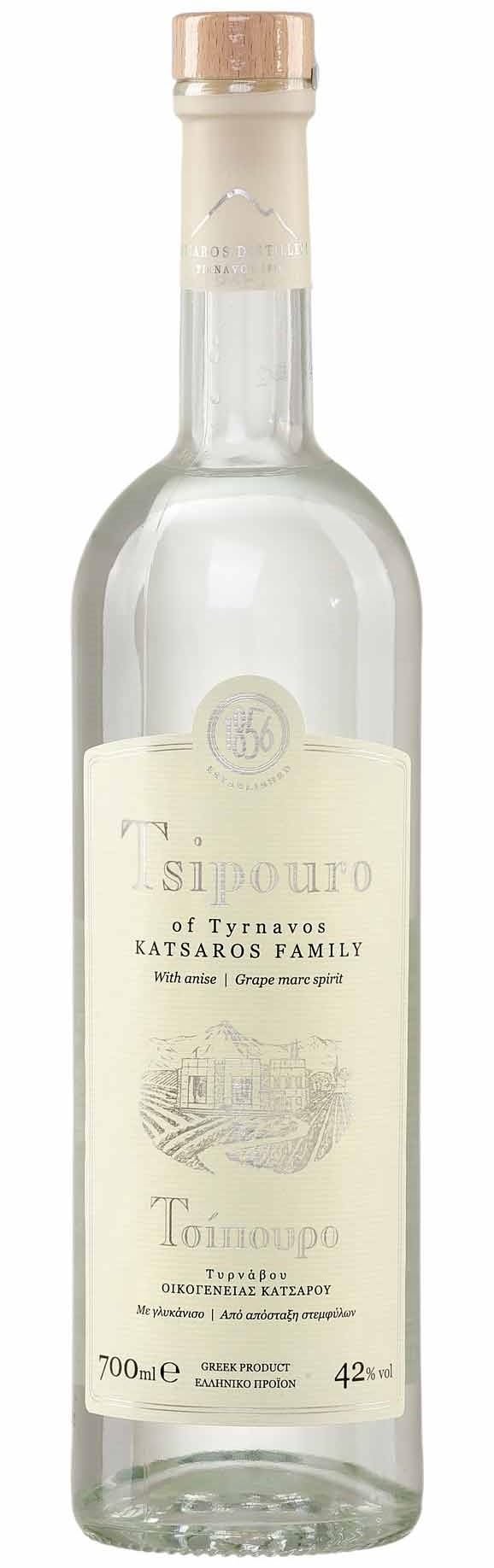 Tsipouro Tirnavou mit Anis 42% 0,7l - Griechischer Tresterbrand - Katsaros Distillery seit 1856