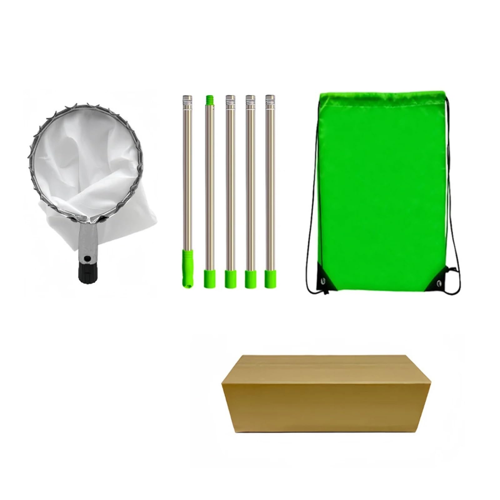 Recogedor De Frutas Recolector de frutas con bolsa de almacenamiento, de acero inoxidable, for árboles altos y huertos.(2.0m)