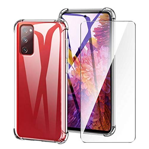 LYZXMY Funda para Samsung Galaxy S20 FE 5G (6.5') + Protector de Pantall - Carcasa Protectora Delgada y Transparente con Refuerzo en Las Esquinas Parachoques Fundas de TPU Flexible