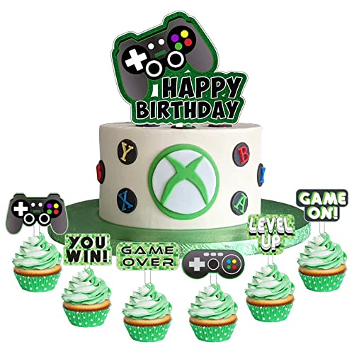 Toppers De Gâteau De Jeu Vidéo, Décorations De Gâteau De Joyeux Anniversaire De Jeu Vidéo Avec Décoration Pour Cupcakes, Décorations D'anniversaire De Fête D'anniversaire De Jeux Pour Enfants Garçons