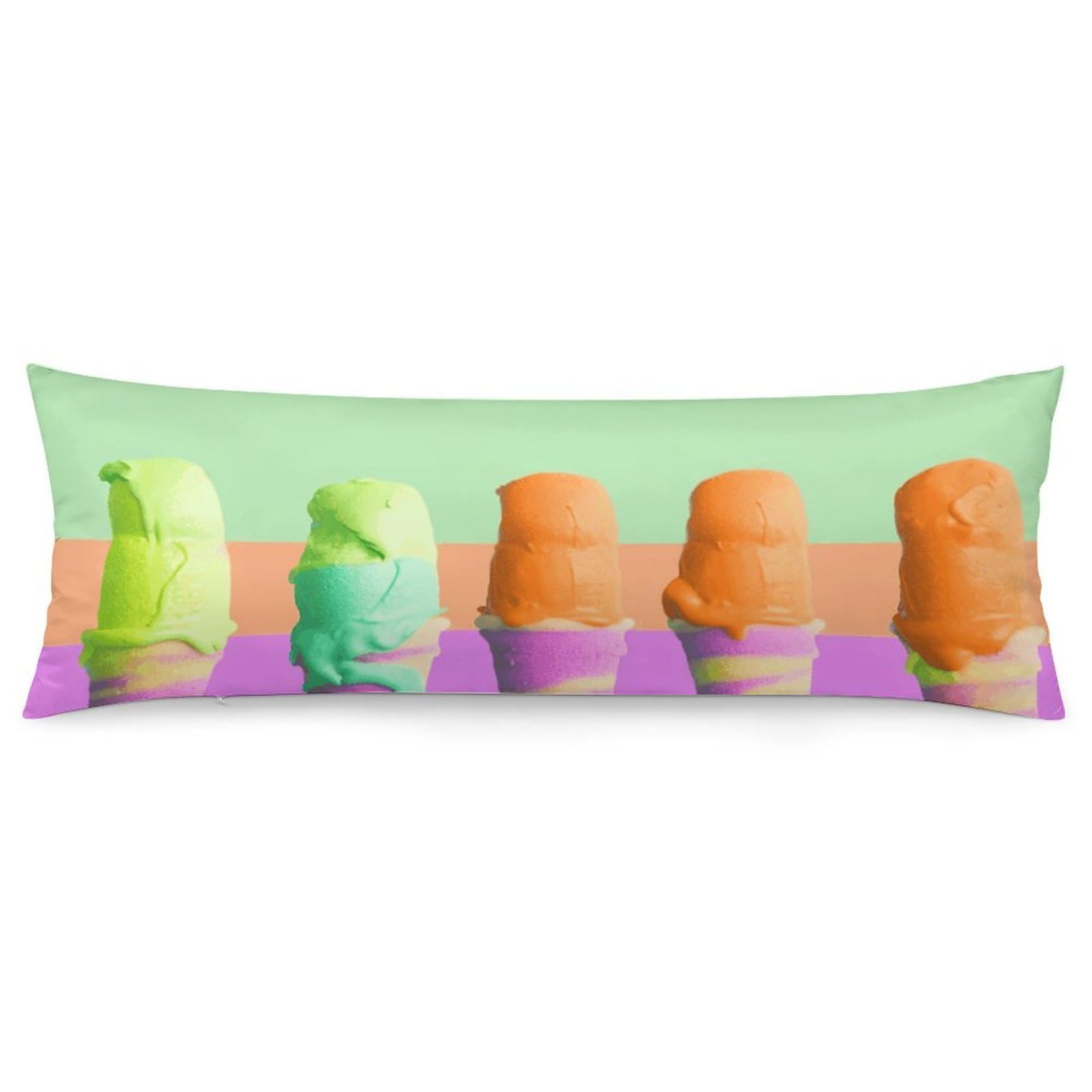 2 Pack Pillow Cases for Hair and Skin, Soft Breathable Pillow Case Covers with Hidden Zipper, Ice Cream Rainbow Gradient Pillowcase 20"x54" Pillow Covers for Sleeping Gift