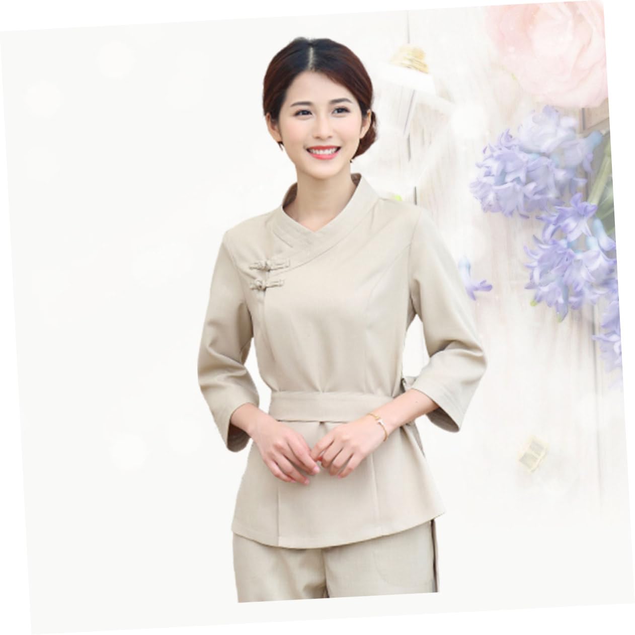 FRCOLOR Kosmetikerinnen Overall für Salon und Spa Leichte Arbeitskleidung aus Polyester und Spandex mit Verstellbarem Taillenband