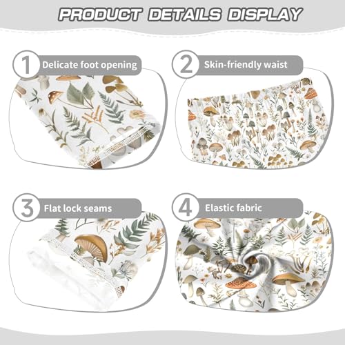 senya Girls Printed Leggings Yoga Pants Mushrooms Wildflowers Leaf for Kids in 4t to 10 Years, 4T3