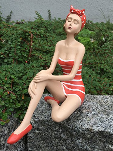 Statue Figurine Déco Pin Up Girl Maillot de bain piscine Shabby H 18,5 cm