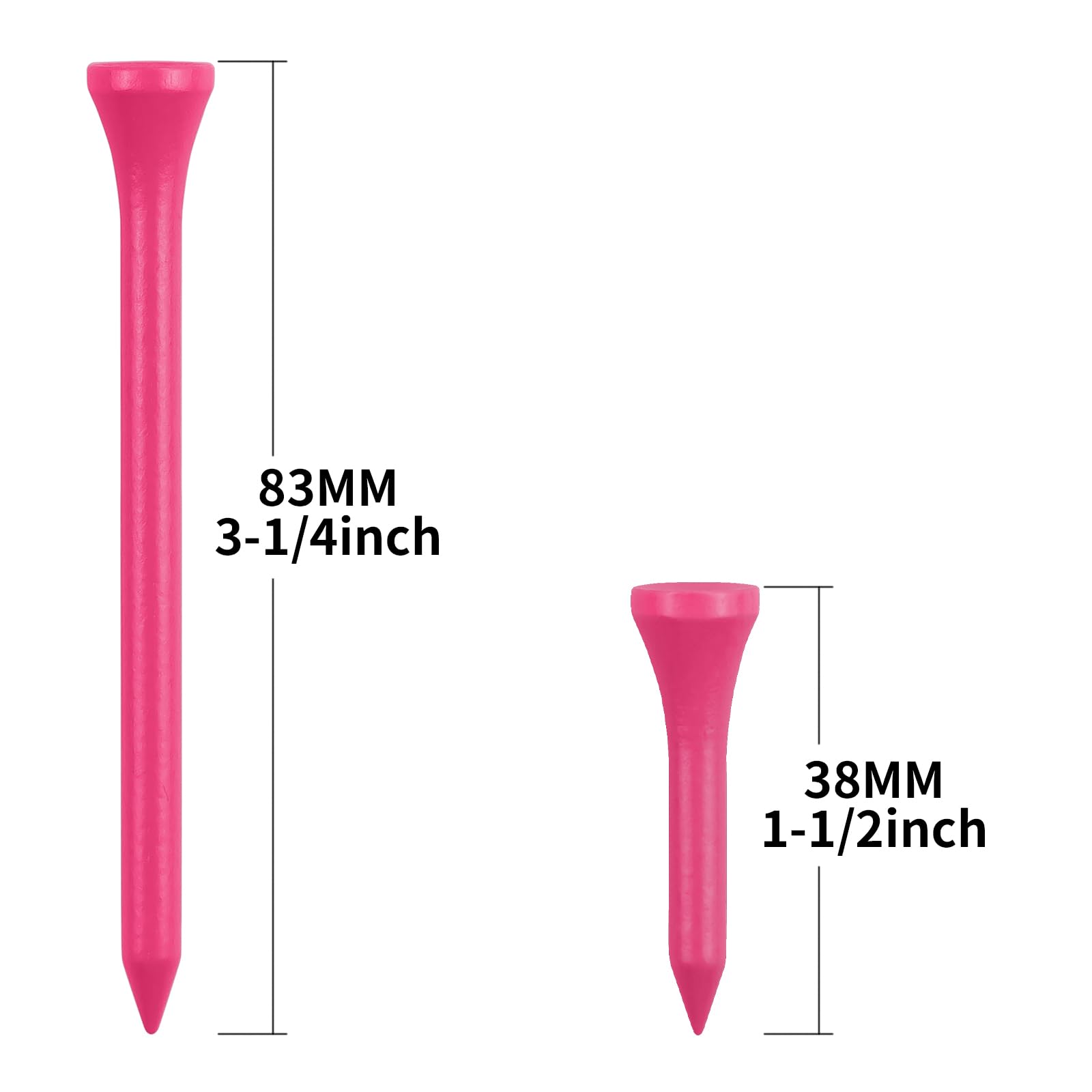 Zivisk Wooden Golf Tees 3-1/4 inch 100 Count & 1-1/2 inch 20 Count Pink