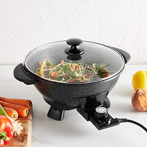 VonShef Electric Wok Non-Stick – 5L Electric Frying Pan with Lid, Multicooker Skillet, 4 Adjustable Temperature Controls up to 230°C, Cool Touch Handles & Detachable Power Cord – 1400W - Image 3