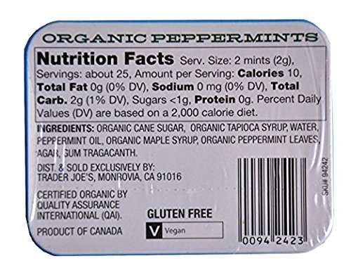 Trader Joe's Organic Pastilles Mints 40g (Peppermints, 6 Pack)
