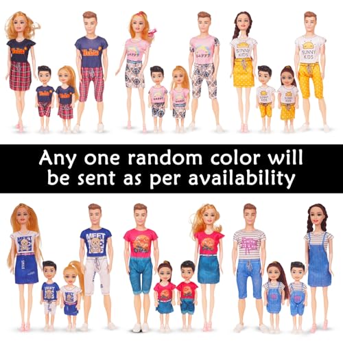 Image of WISHKEY Plastic Beautiful Travel Family Doll Set with Mom,Dad,Baby Boy & Girl, Ideal Pretend Play Doll Accessories Stylish Playset for Girls, Multicolor, 3+ Years (Pack of 1)