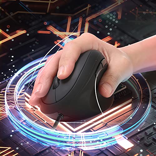 shoplease Kabelgebundene ergonomische Maus, optische vertikale Maus mit 4 einstellbaren DPI 800/1200/2000/3200, 6 Tasten USB Computer Maus mit Kabel für Windows/macOS/iPadOS, Laptop, PC – Bild 6
