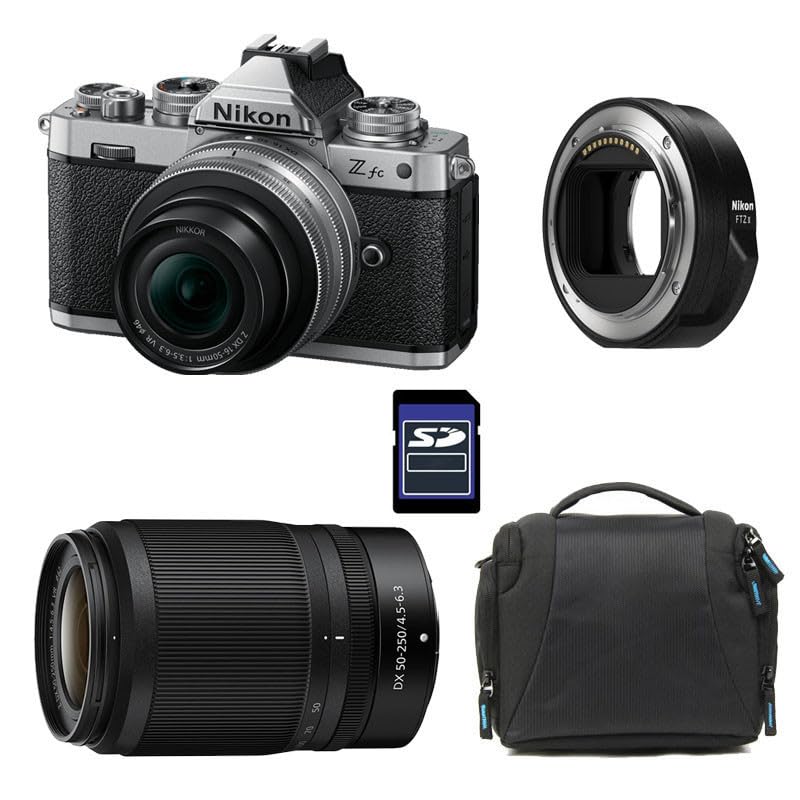 Kit de fotografía Personalizado Creado con NIKON Z FC + Z 16-50 Silver + Z 50-250 + Sac + Carte SD 8 Go + Adaptateur FTZ II