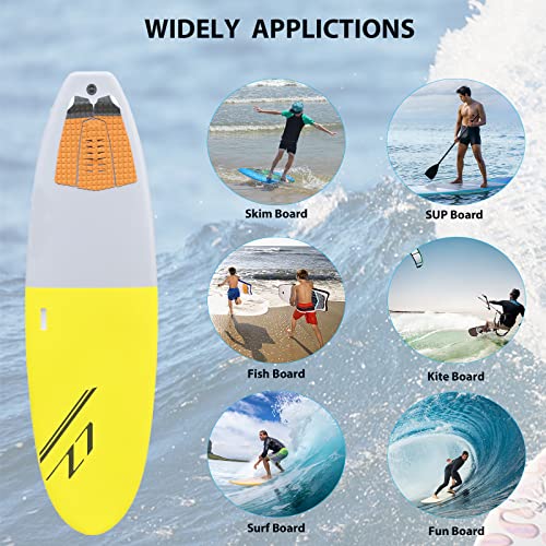 Hzchione 3 Piece Traction Pads Surfboard Deck Foot Traction Pad For Soft Board,Fish Board,Hybrid Board,Fun Board,Sup Board,Skim Board Self-Adhesive Professional Surfboard Tail Pads With Kicker #TOP3