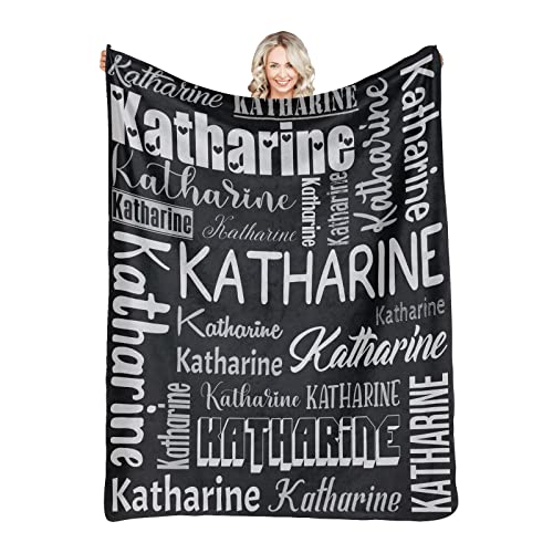 Personalized Blanket for Kids Adults Personalized Name Blanket Custom Blanket with Name Personalized Gifts for Christmas Birthday Valentines Day Mothers Fathers Day (Black&Gray, 40"x50")