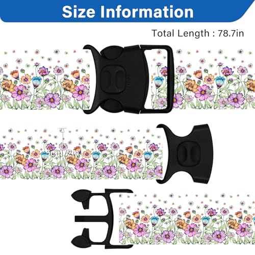 Image of Luggage Straps for Suitcases, Travel Adjustable Belt with Quick Release Buckle, Heavy Duty Nylon Bag Packing Strap, Unique Bright Identifiers Business Travel Accessories (2 Pack) - Colorful Daisy