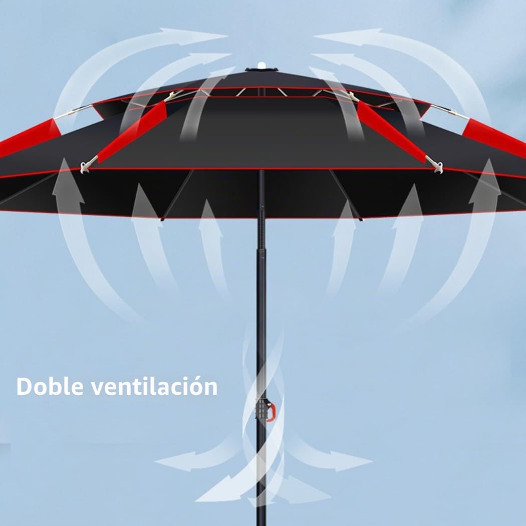200/220/240cm Sombrilla Antiviento para Jardín, Piscina, Terraza, Parasol De Playa Exteriores, Inclinable, Protección UV Paragua De Pesca Grande(200cm/6.5ft)