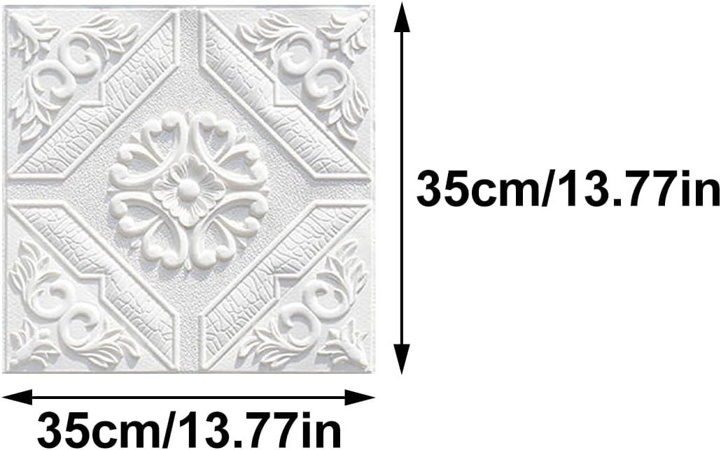 ECYC Ltd 20 Pcs 3D Foam Wall Tile Stickers 13.77" x 13.7" Foam Wall Ceiling Panels Peel and Stick Waterproof Foam Tiles Wallpaper Self Adhesive Wall Panels Decorative for Living Room, Bedroom