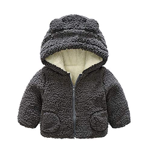 Image of KONFA Toddler Newborn Baby Boys Girls Cartoon Bear Hooded Jacket,Kids Thick Warm Coat Tops Winter Outerwear Cloak Clothes Set (Grey, 0-6 Months)