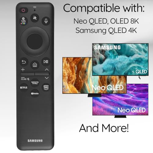 Image of Original Solar Voice Remote Control Replacement with YouTube Netflix Shortcut for Samsung Smart TVs, Compatible with Neo QLED 8K, QLED (BN59-01480A)